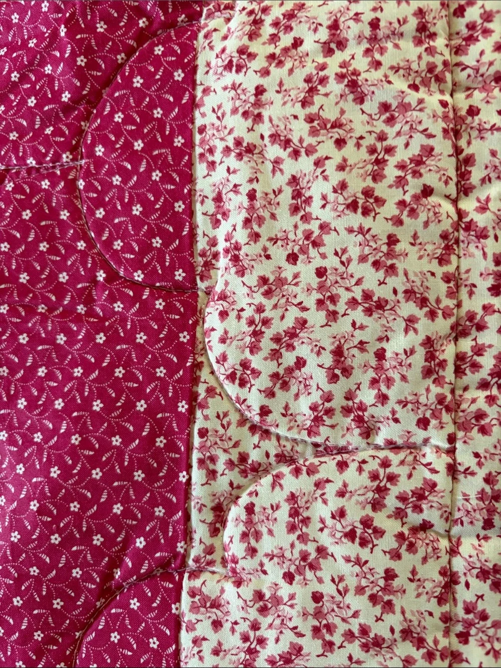 Vintage Handmade Pink Floral Patchwork Quilt